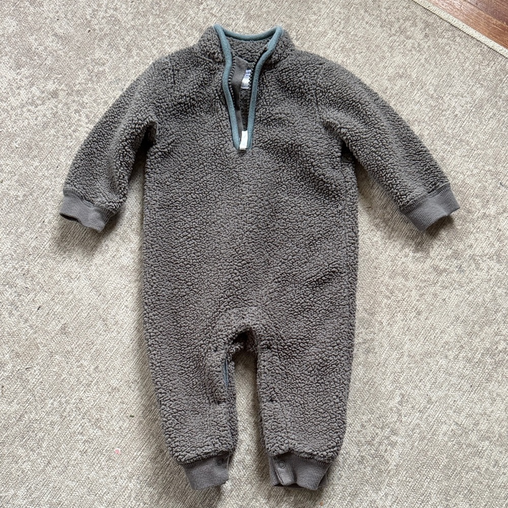 Chick Pea Cozy Fleece Kids One-Piece in Dark Gray